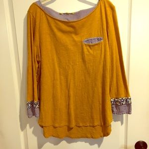 Anthropologie mustard shirt with lovely detail